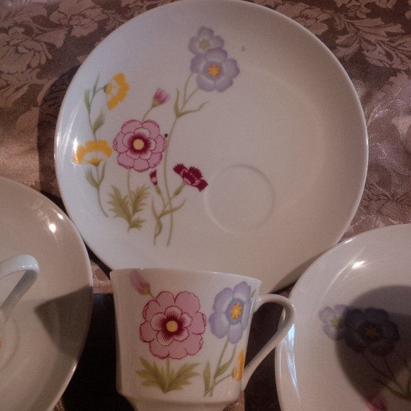 Vintage Dining Vintage 8 Floral Porcelain Snack Sets Tea Party